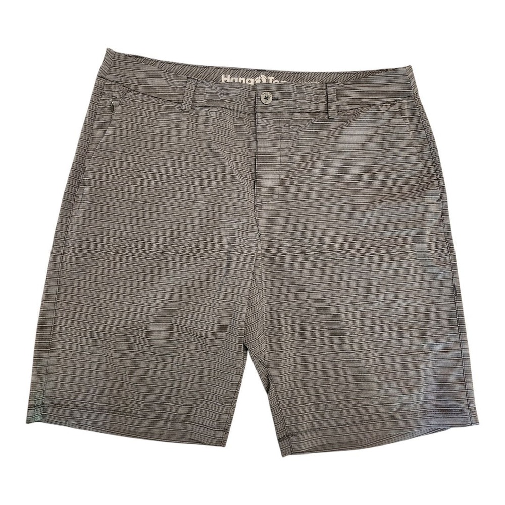 Hang Ten Shorts Mens Size 36 Grey Striped Hybrid Skate Surf Stretch Pockets